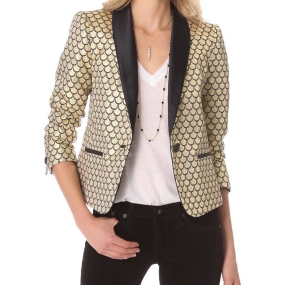 Juicy Couture Black Gold Metallic Blazer Jacket Y2K Vintage $278 Size 10